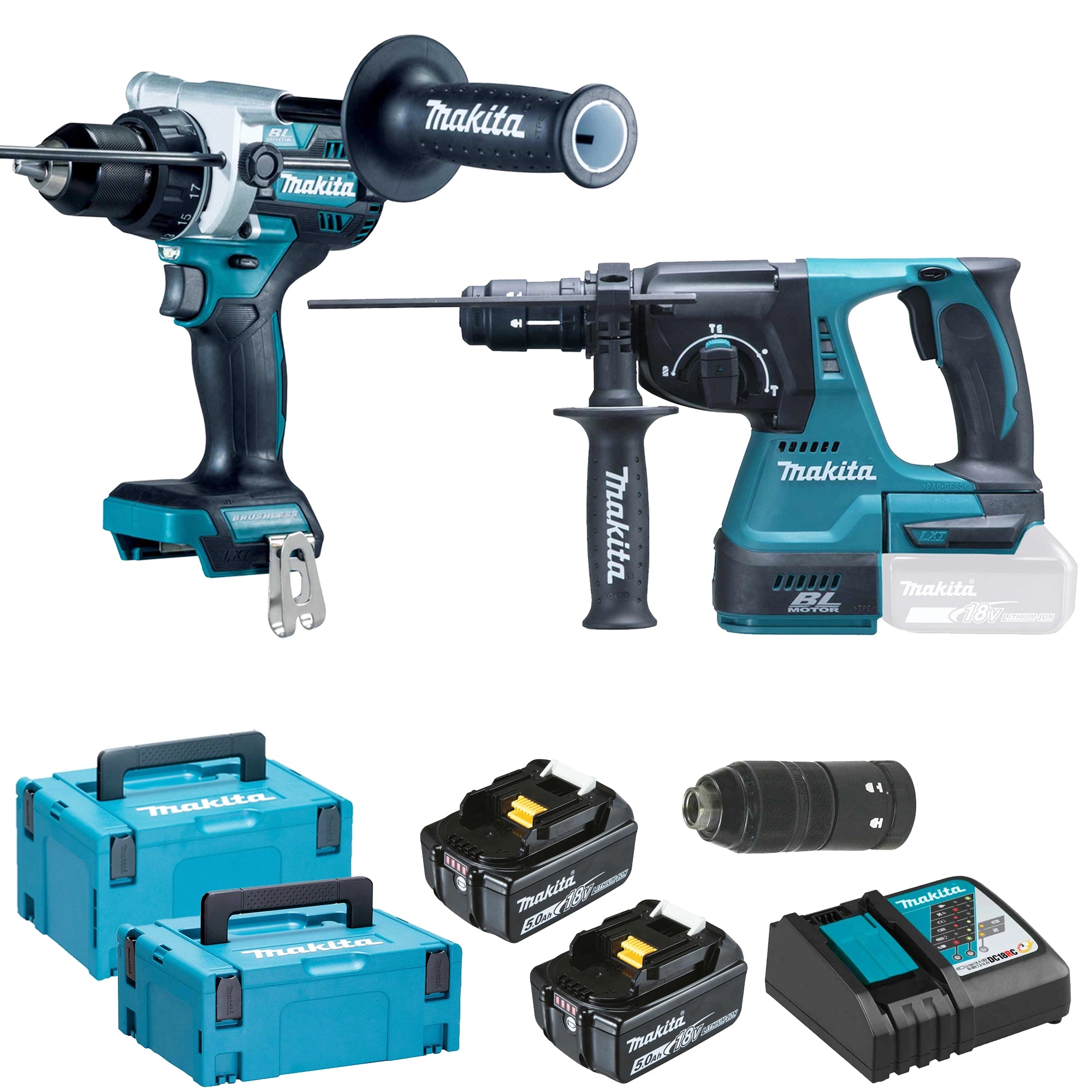 Combo Makita DHP486+DHR243 18V 5Ah