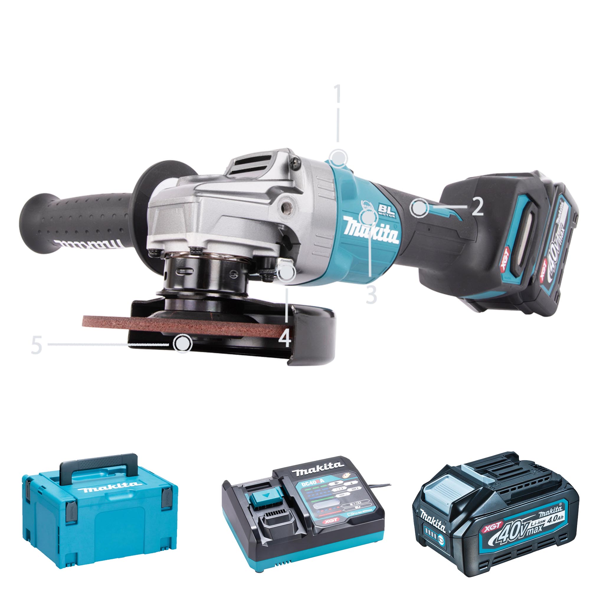 Smerigliatrice Makita GA023GM201 40V 4Ah